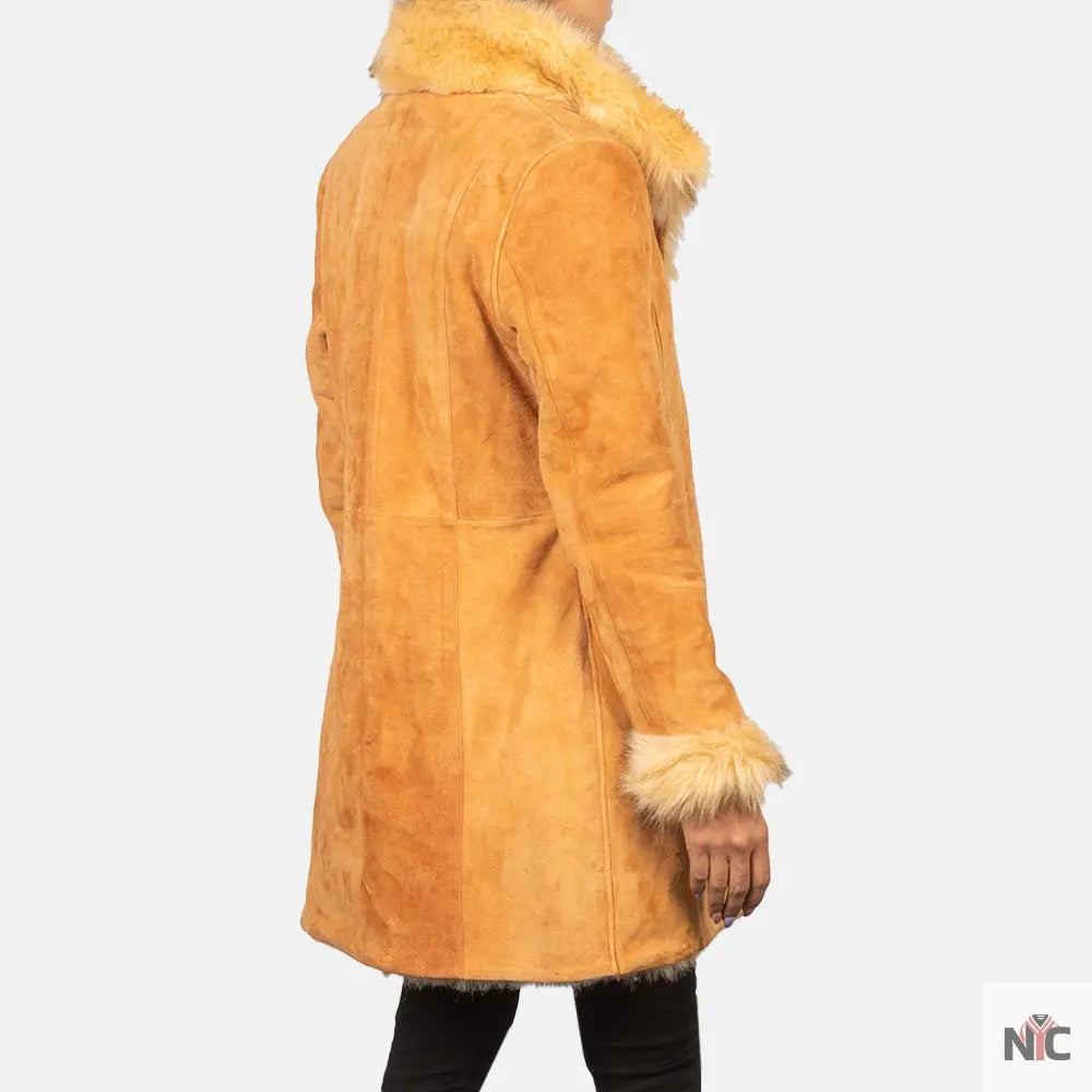 Erica Shearling Beige Leather Coat USA Jackets