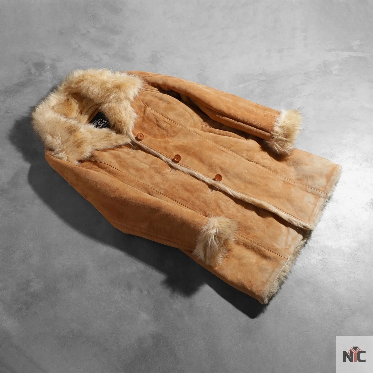 Erica Shearling Beige Leather Coat USA Jackets