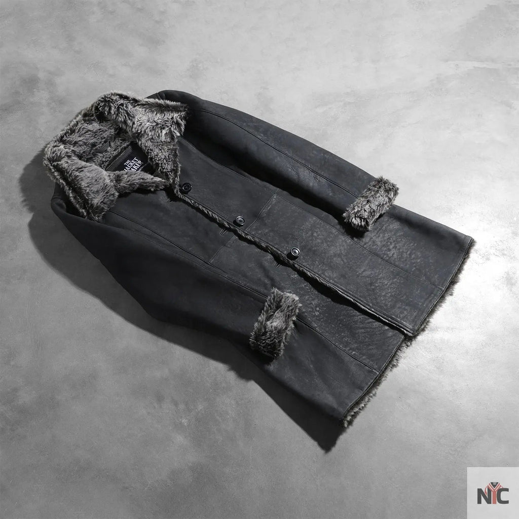 Erica Shearling Black Leather Coat USA Jackets
