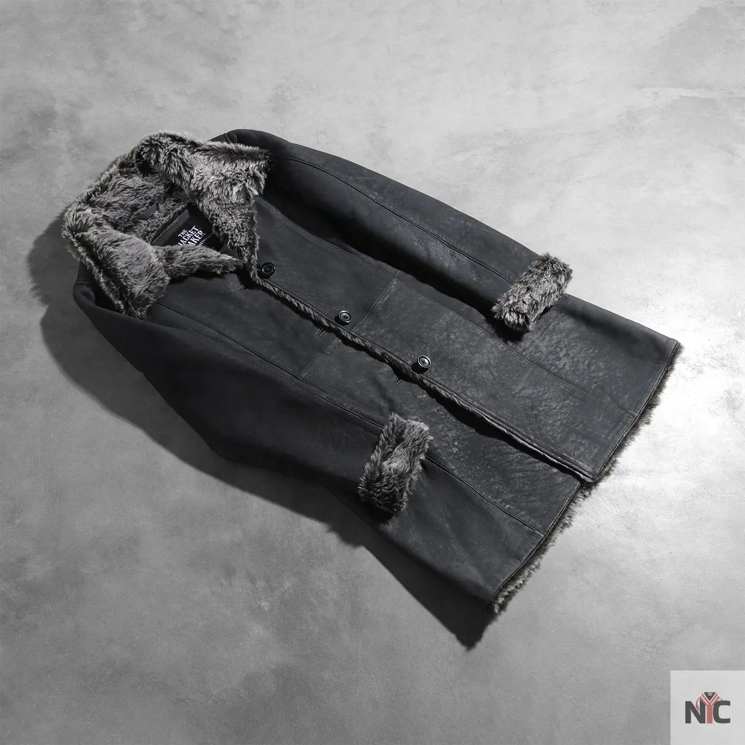 Erica Shearling Black Leather Coat USA Jackets