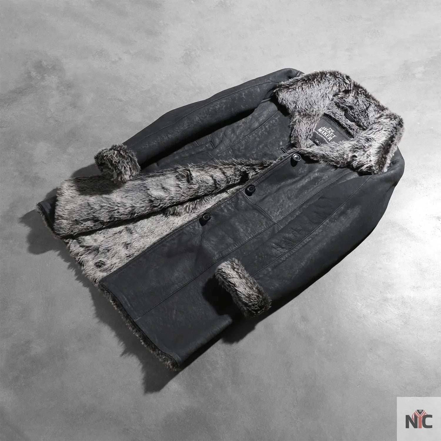 Erica Shearling Black Leather Coat USA Jackets