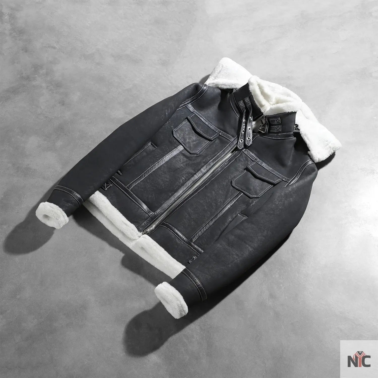Fiona Black Hooded Shearling Leather Jacket USA Jackets