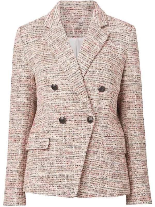 Fisk S03 Julia Zemiro Pink & Grey Boucle Blazer USA Jackets