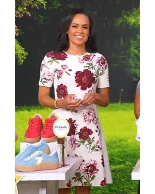 Good Morning America Linsey Davis White Floral Dress USA Jackets