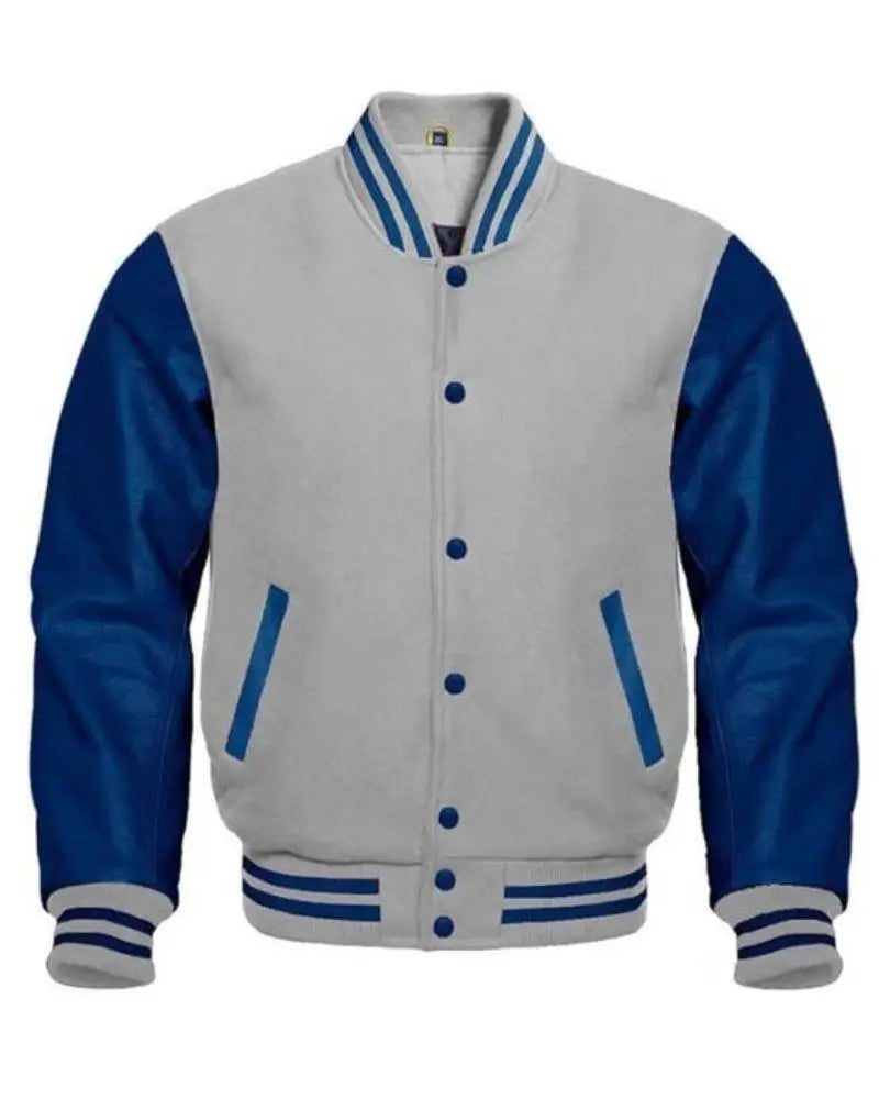 Gray And Blue Varsity Jacket USA Jackets