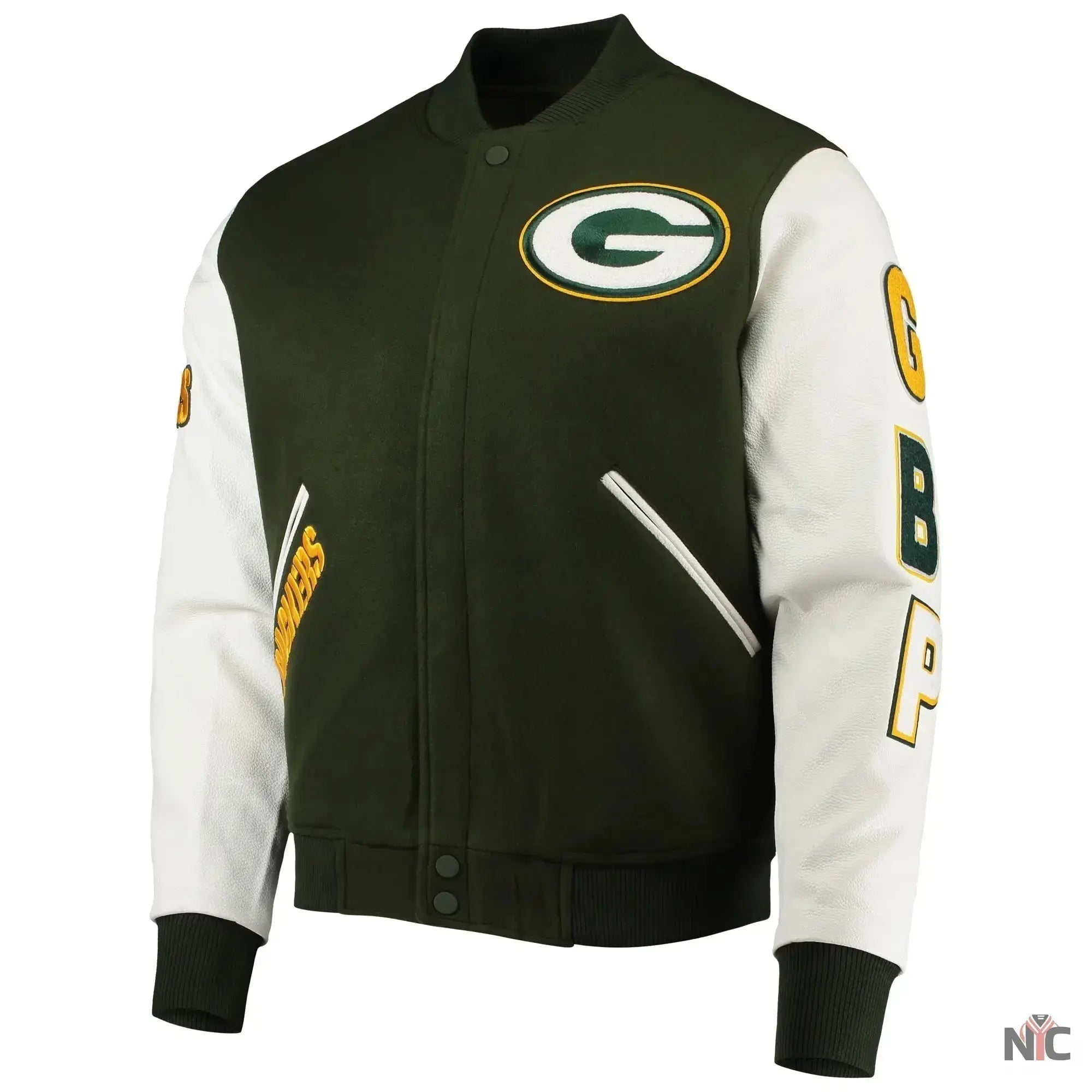 Green Bay Packers Full-zip Green and White Varsity Jacket USA Jackets