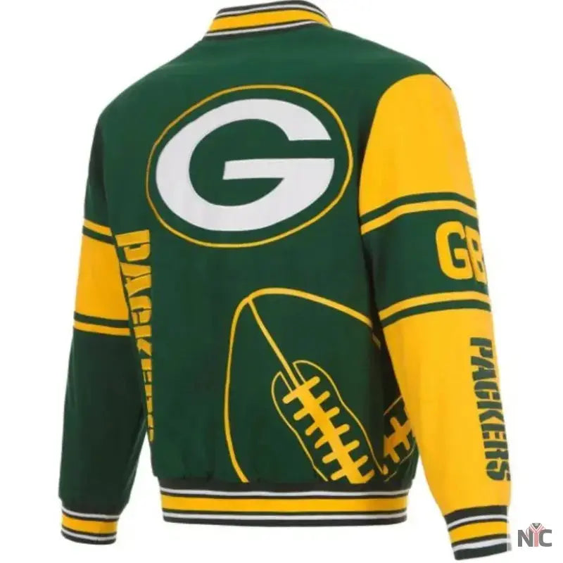 Green Bay Packers Green & Yellow Varsity Jacket USA Jackets