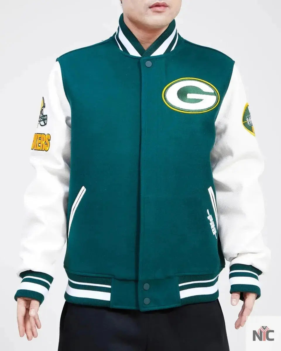 Green Bay Packers Old English Wool Varsity Jacket USA Jackets
