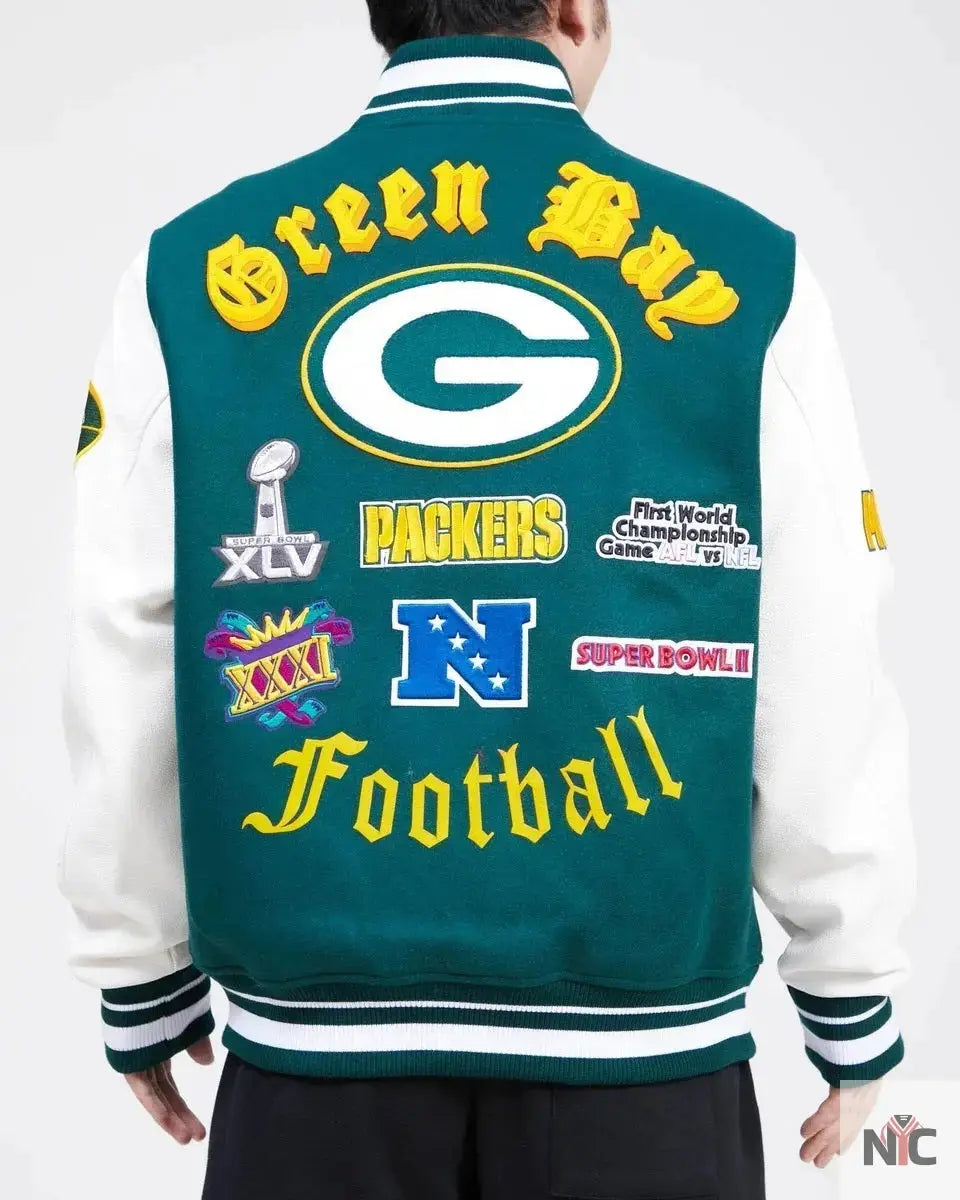 Green Bay Packers Old English Wool Varsity Jacket USA Jackets