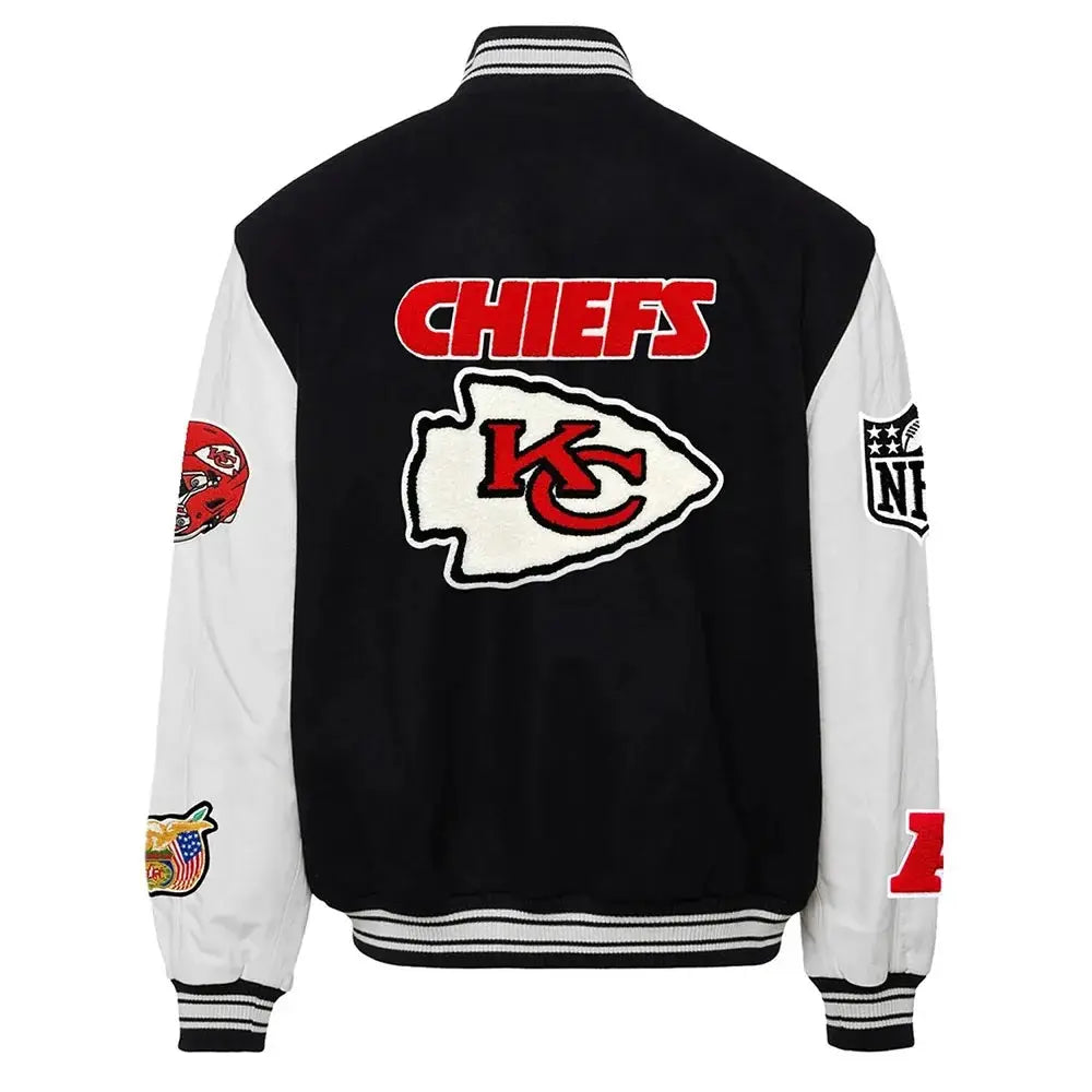 JH Kansas City Chiefs Varsity Black and White Jacket USA Jackets