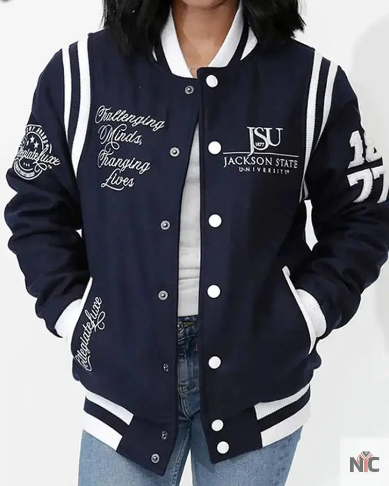 Jackson State University Navy Varsity Wool Jacket USA Jackets