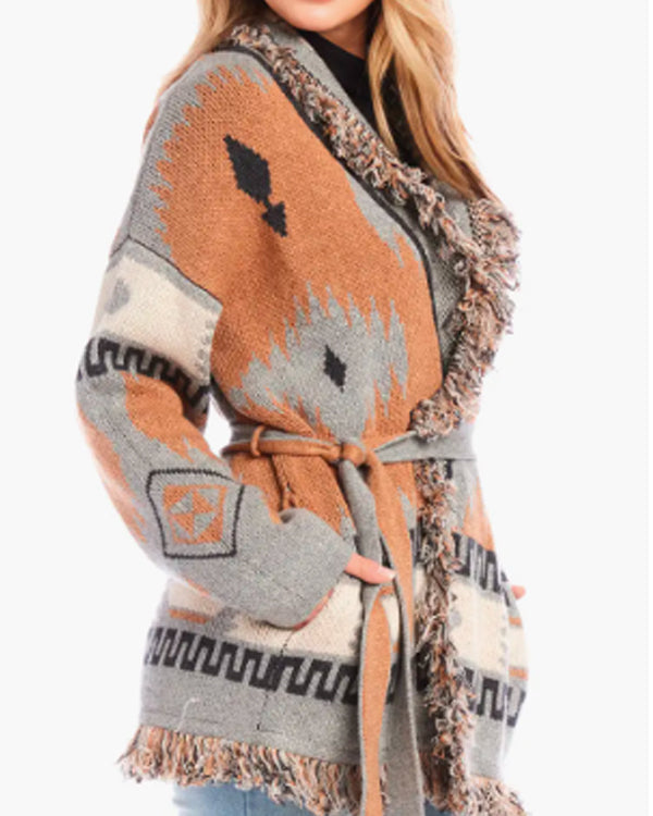 Sistas S09 Ebony Obsidian Aztec Print Cardigan USA Jackets