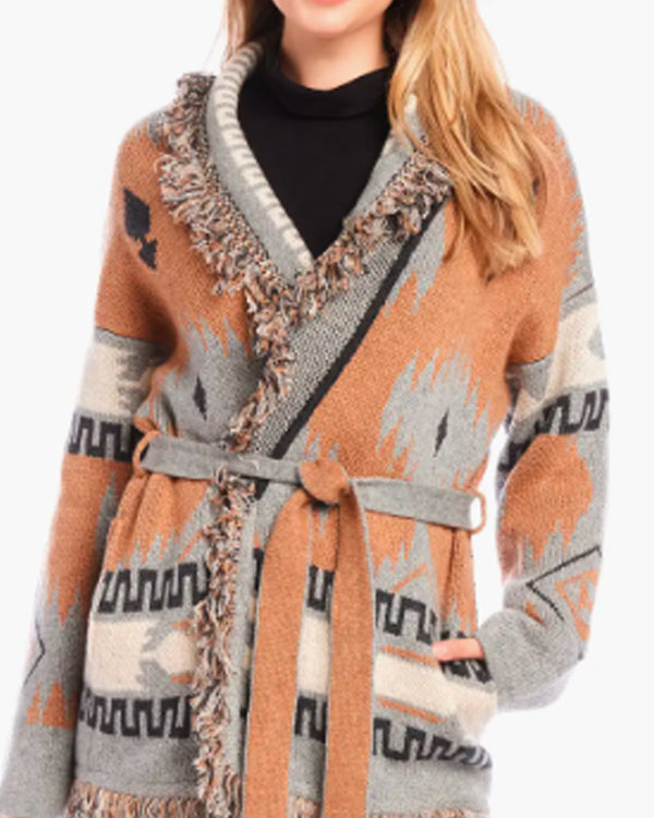 Sistas S09 Ebony Obsidian Aztec Print Cardigan USA Jackets