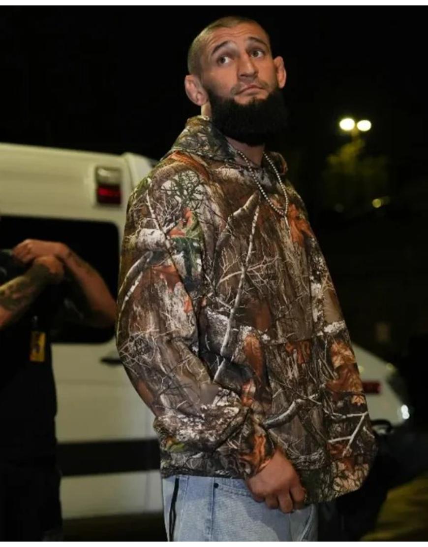Khamzat Chimaev UFC 319 Camo Hoodie USA Jackets