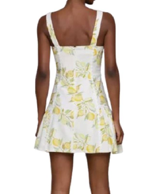 Access Daily Kit Hoover White Lemon Print Mini Dress USA Jackets