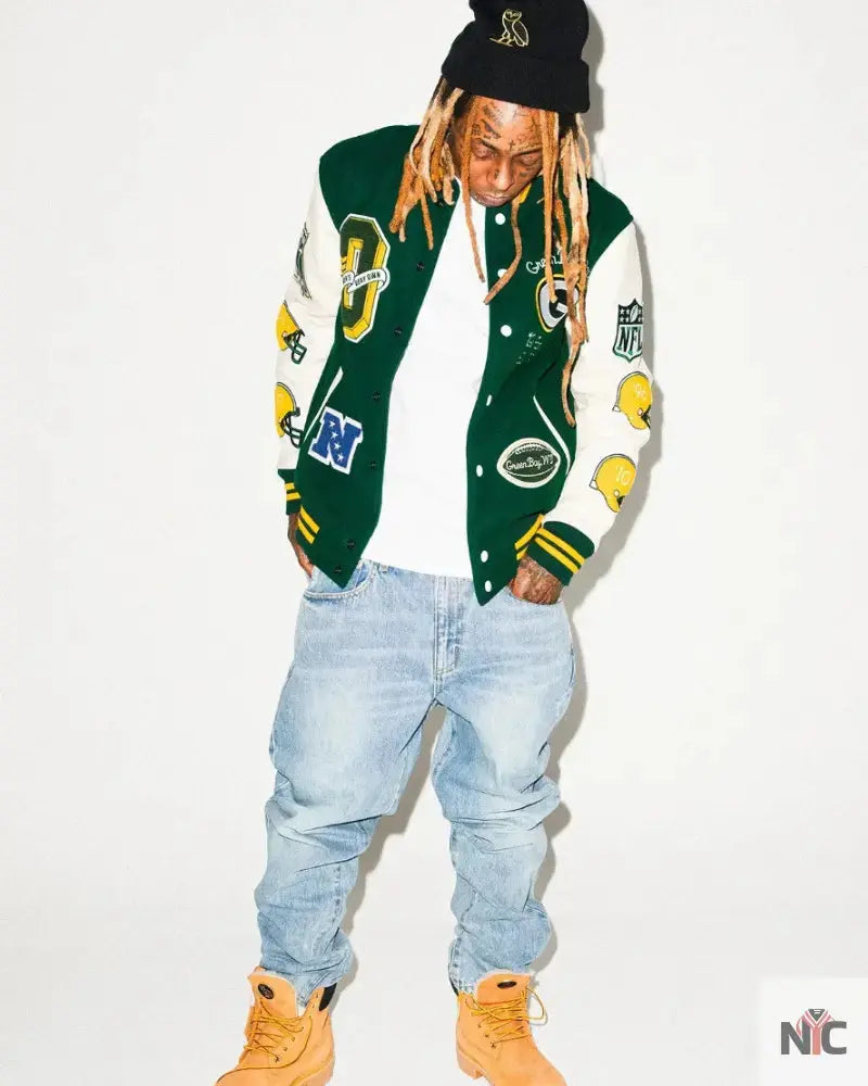 Lil Wayne for OVO x NFL Green Varsity Jacket USA Jackets