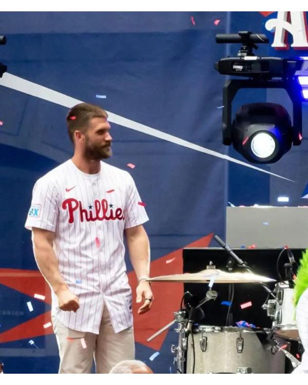 MLB Philadelphia Phillies Bryce Harper Striped Jersey USA Jackets