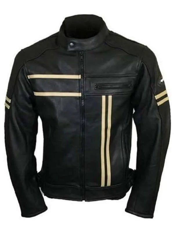 Men Classic Motorcycle Black Leather Jacket USA Jackets