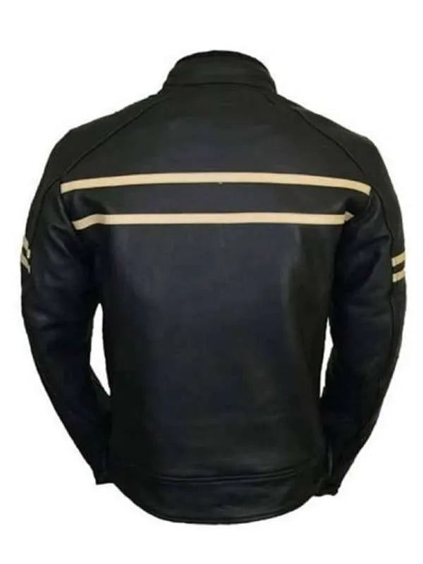 Men Classic Motorcycle Black Leather Jacket USA Jackets