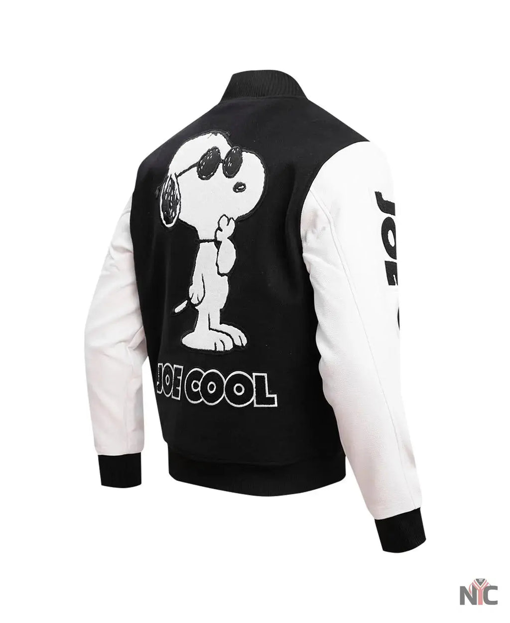 Men’s Black Peanuts Snoopy Joe Cool Full-zip Varsity Jacket USA Jackets