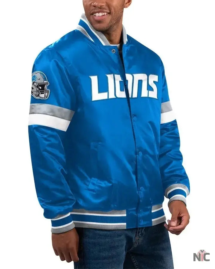Men’s Starter Blue Detroit Lions Home Game Varsity Jacket USA Jackets