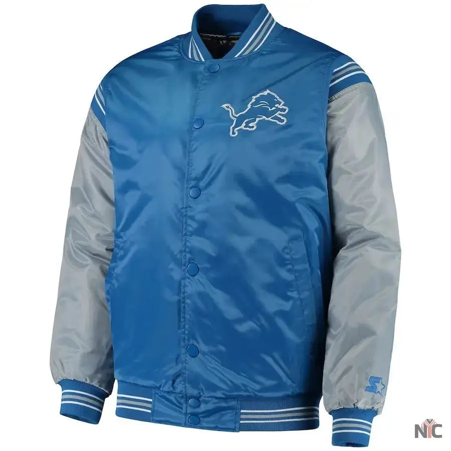 Men’s Starter Detroit Lions Enforcer Satin Varsity Full-snap Jacket USA Jackets