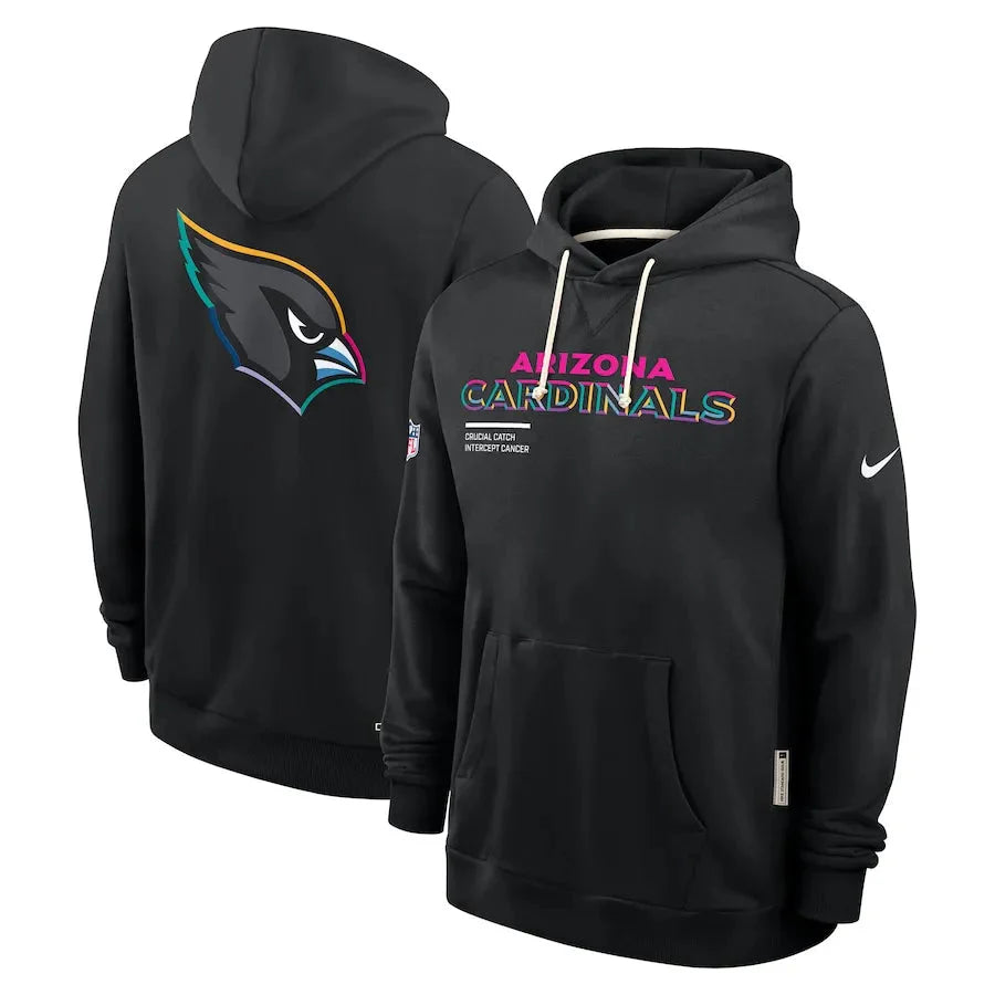 Arizona Cardinals Nike Black 2025 NFL Crucial Catch Sideline Standard Issue Dri-FIT Hoodie USA Jackets