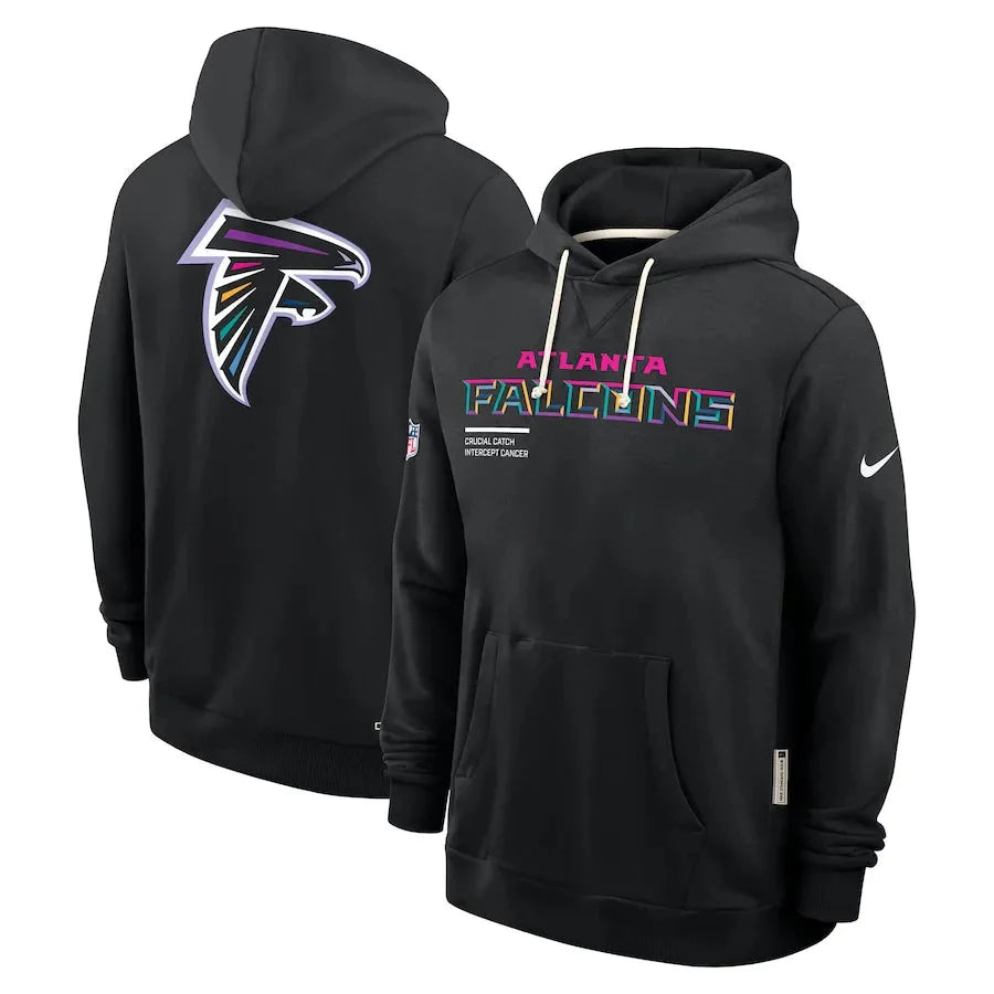 Atlanta Falcons Nike Black 2025 NFL Crucial Catch Sideline Standard Issue Dri-FIT Hoodie USA Jackets
