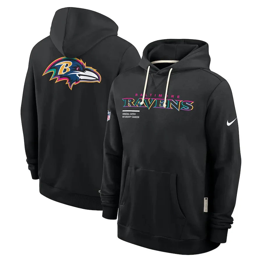 Baltimore Ravens Nike Black 2025 NFL Crucial Catch Sideline Standard Issue Dri-FIT Hoodie USA Jackets