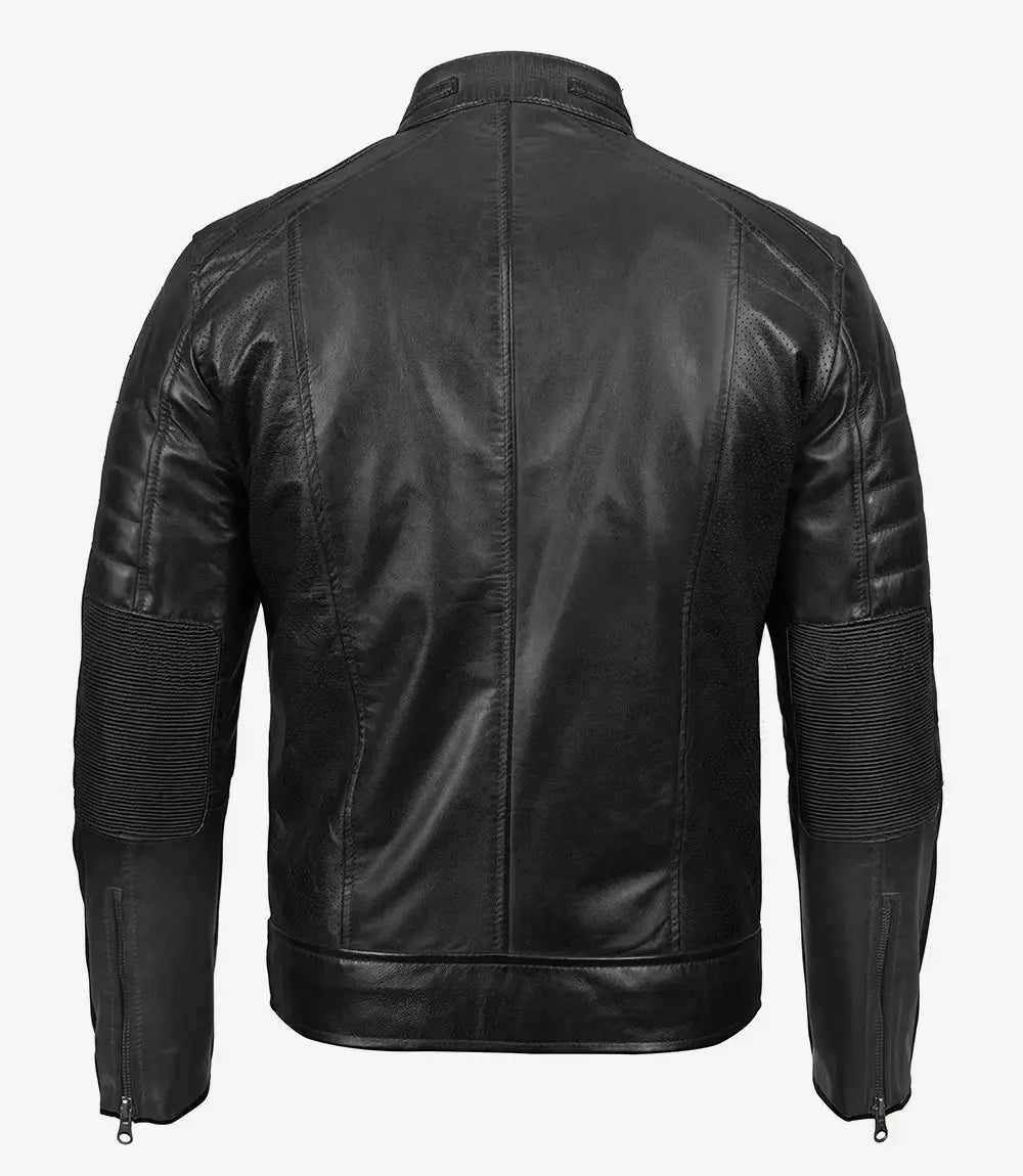 Men’s Black Lambskin Leather Cafe Racer Jacket USA Jackets