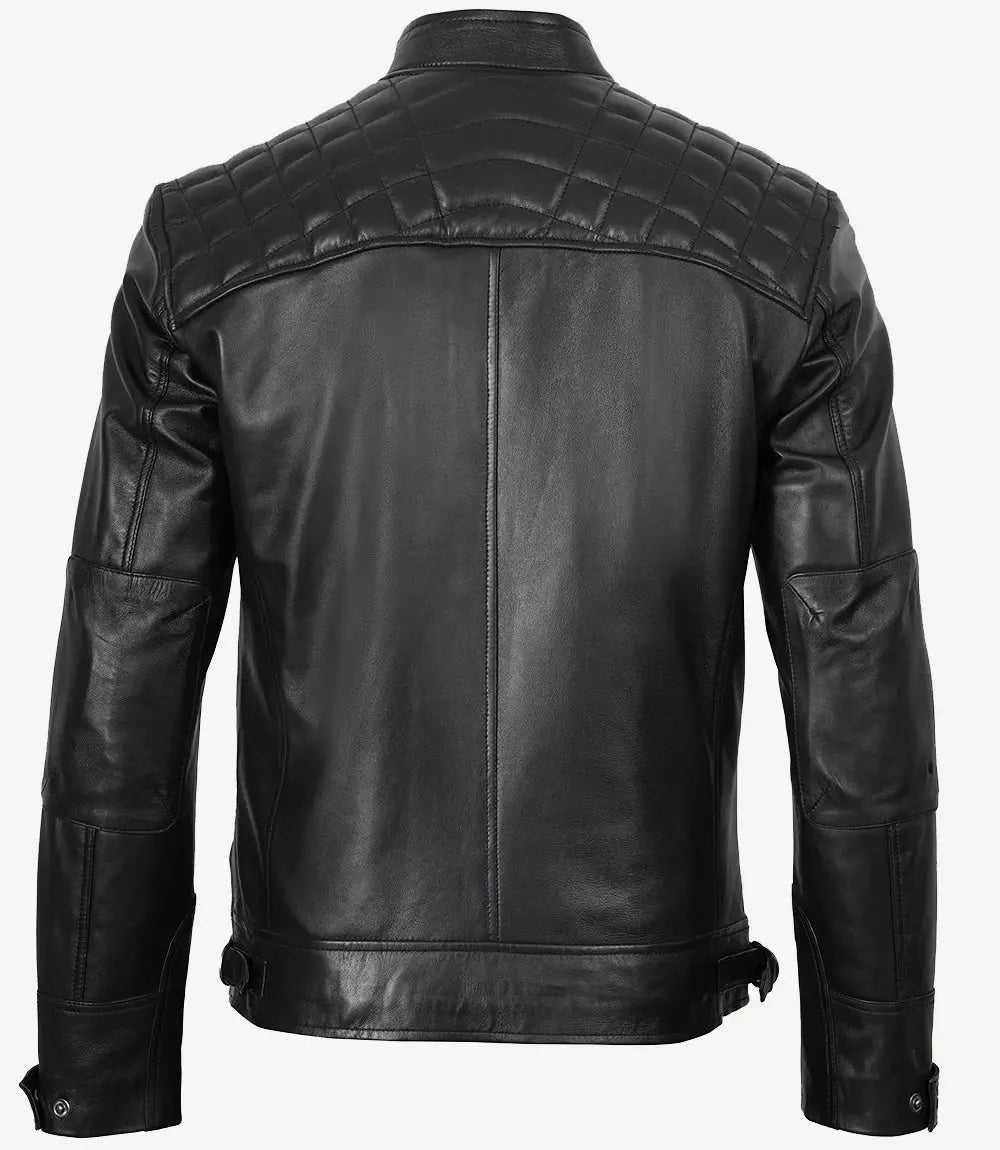 Men's Black Real Soft Leather Cafe Racer Jacket USA Jackets