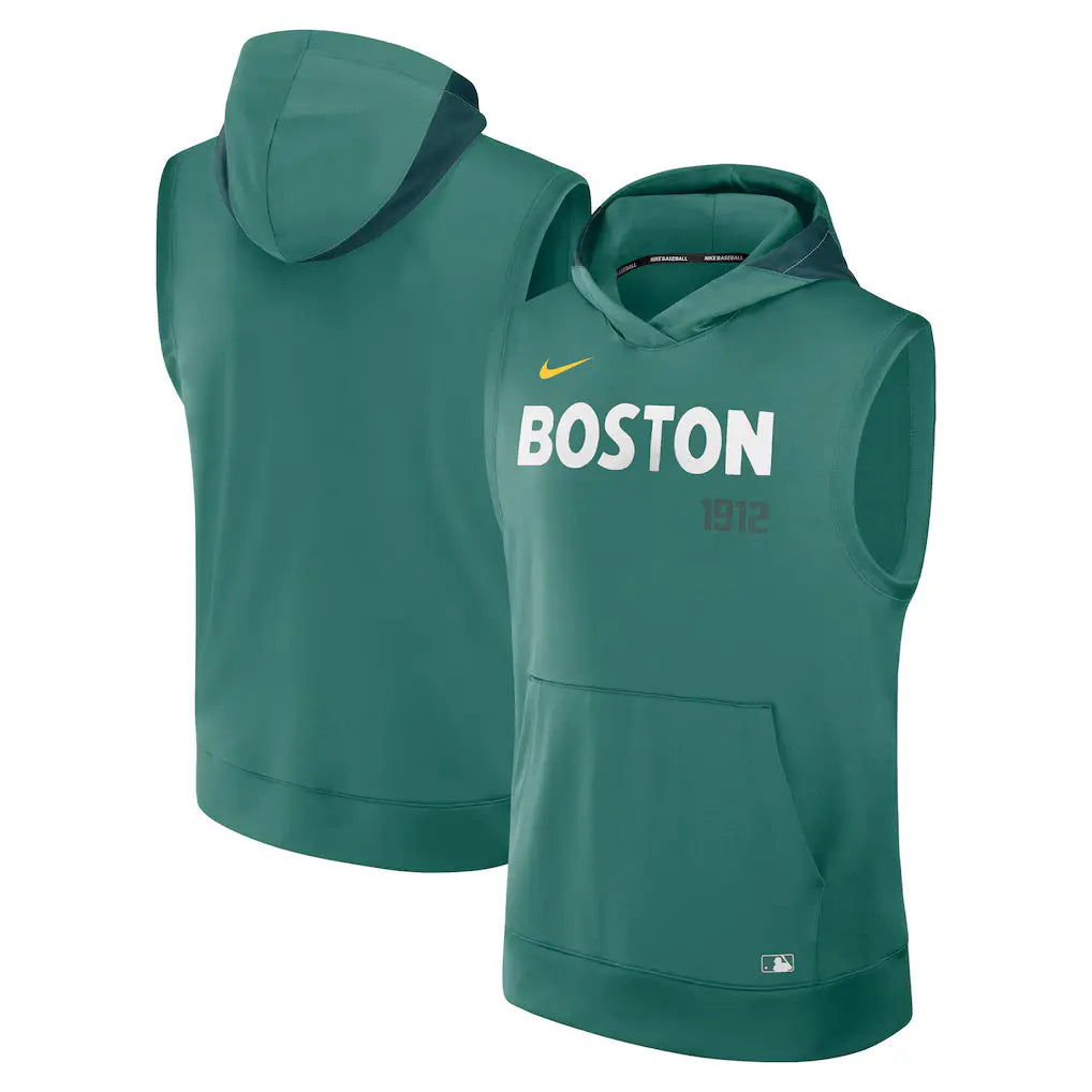 Men’s Boston Red Sox Nike Green 2025 Sleeveless Pullover Hoodie USA Jackets