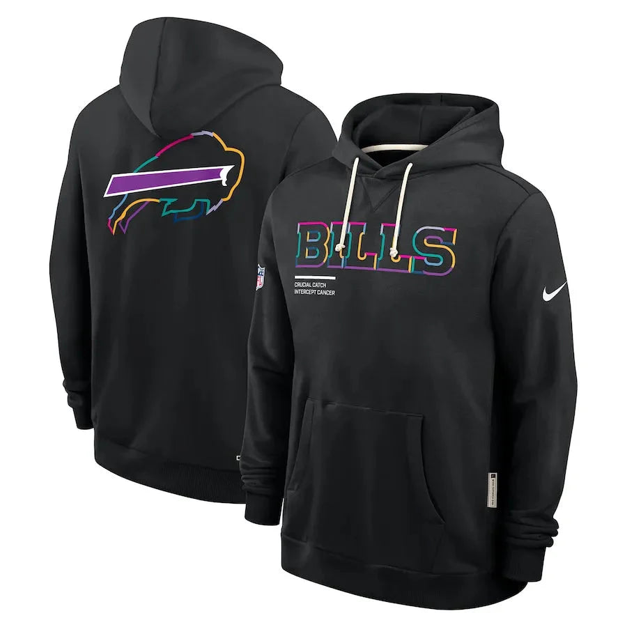 Buffalo Bills Nike Black 2025 NFL Crucial Catch Sideline Standard Issue Dri-FIT Hoodie USA Jackets