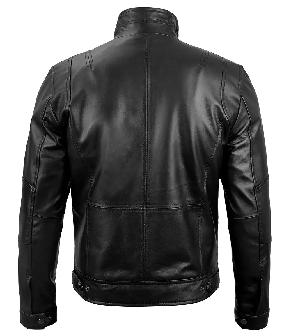 Men's Cafe Racer Black Real Leather Jacket USA Jackets