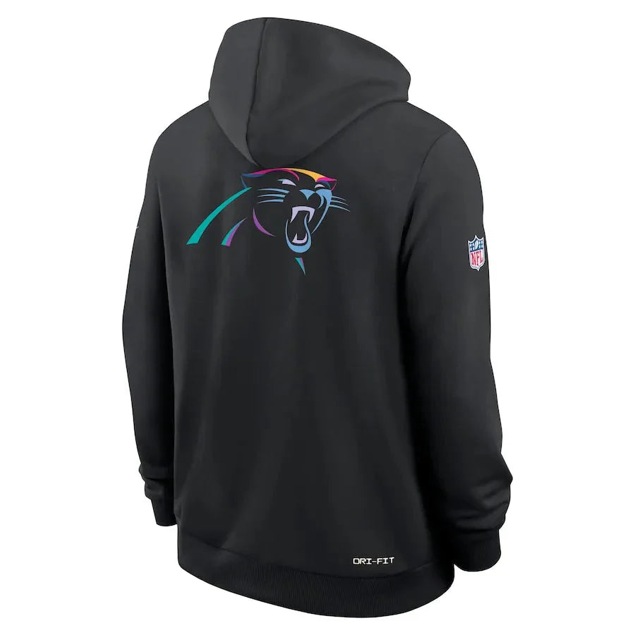 Carolina Panthers Nike Black 2025 NFL Crucial Catch Sideline Standard Issue Dri-FIT Hoodie USA Jackets