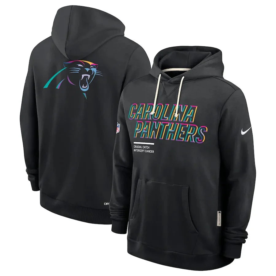 Carolina Panthers Nike Black 2025 NFL Crucial Catch Sideline Standard Issue Dri-FIT Hoodie USA Jackets