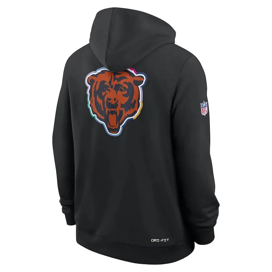 Chicago Bears Nike Black 2025 NFL Crucial Catch Sideline Standard Issue Dri-FIT Hoodie USA Jackets