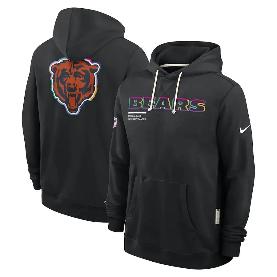 Chicago Bears Nike Black 2025 NFL Crucial Catch Sideline Standard Issue Dri-FIT Hoodie USA Jackets