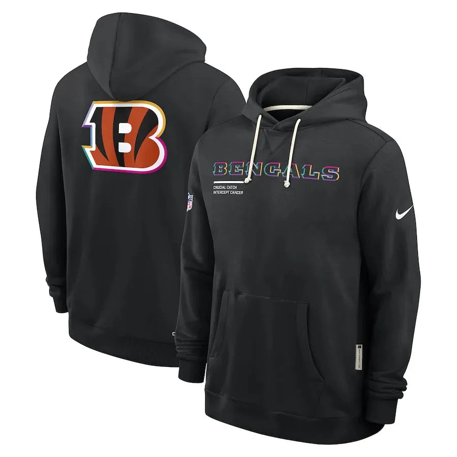 Cincinnati Bengals Nike Black 2025 NFL Crucial Catch Sideline Standard Issue Dri-FIT Hoodie USA Jackets