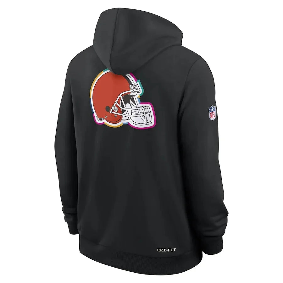 Cleveland Browns Nike Black 2025 NFL Crucial Catch Sideline Standard Issue Dri-FIT Hoodie USA Jackets