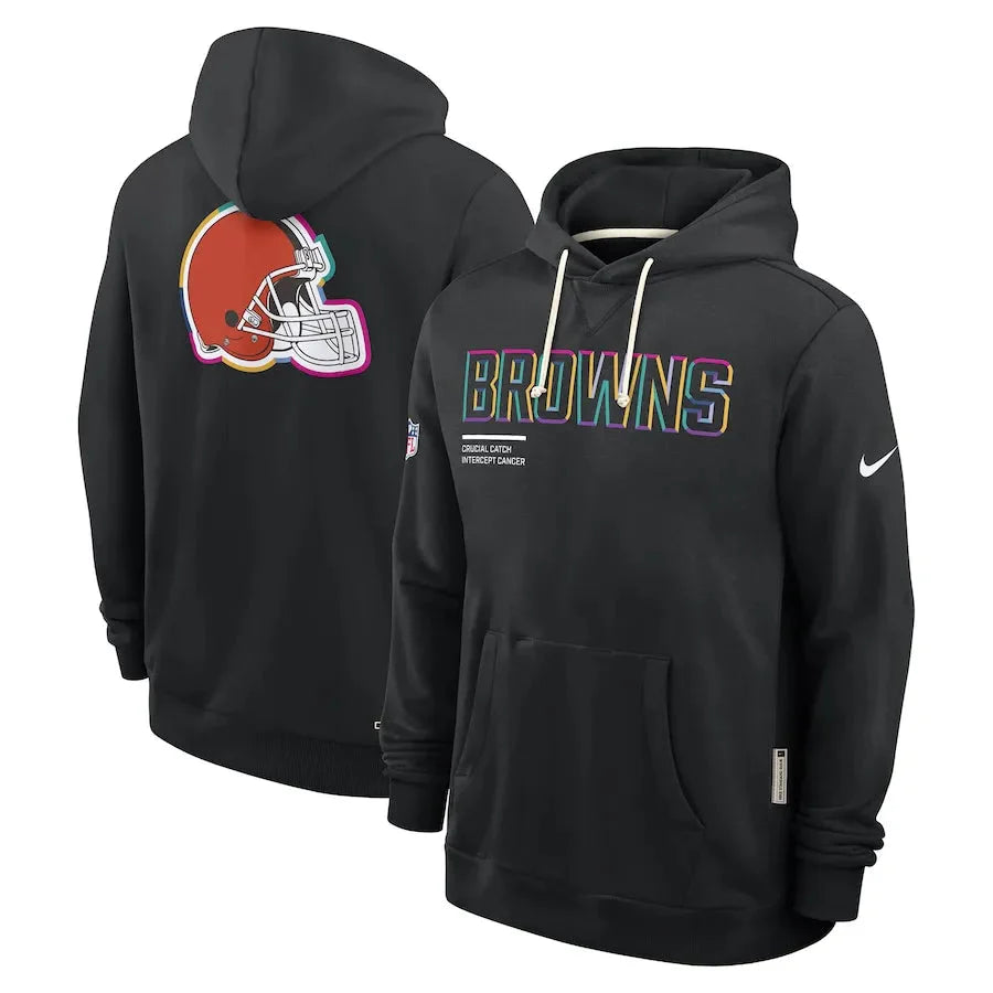 Cleveland Browns Nike Black 2025 NFL Crucial Catch Sideline Standard Issue Dri-FIT Hoodie USA Jackets