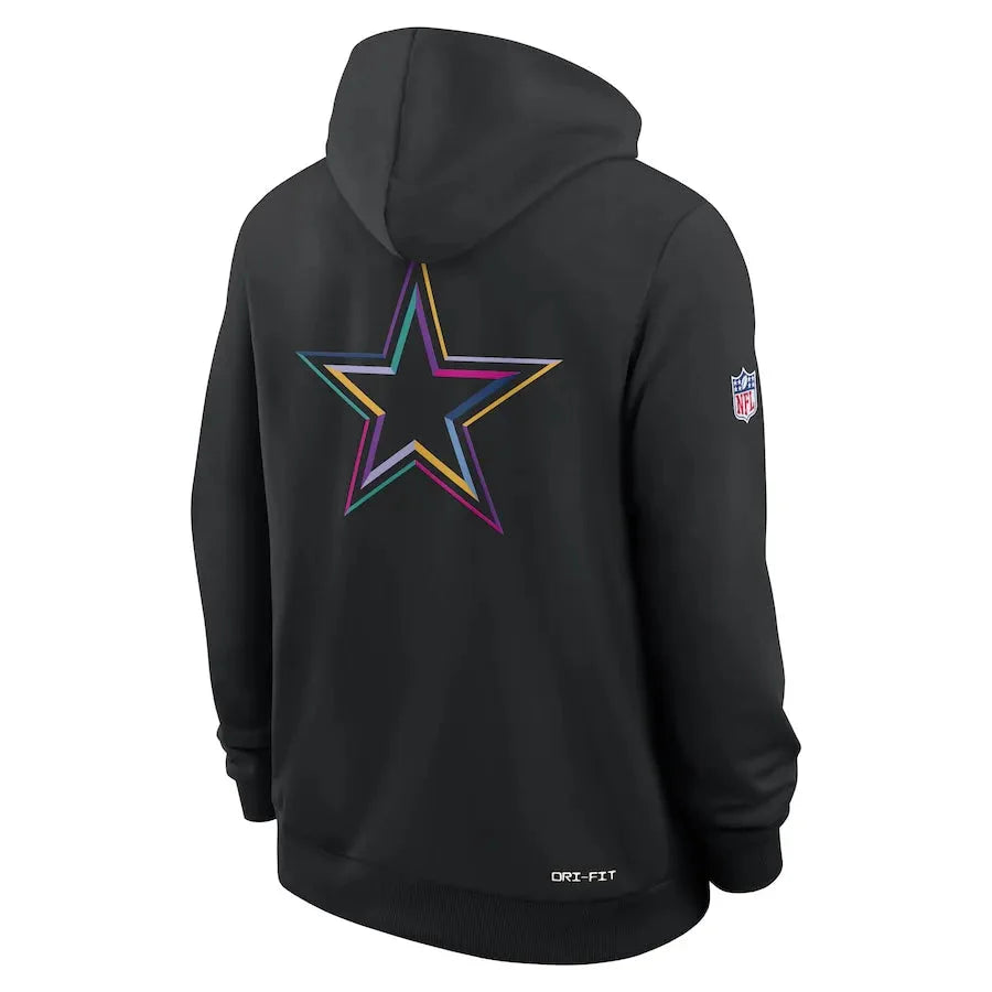 Dallas Cowboys Nike Black 2025 NFL Crucial Catch Sideline Standard Issue Dri-FIT Hoodie USA Jackets