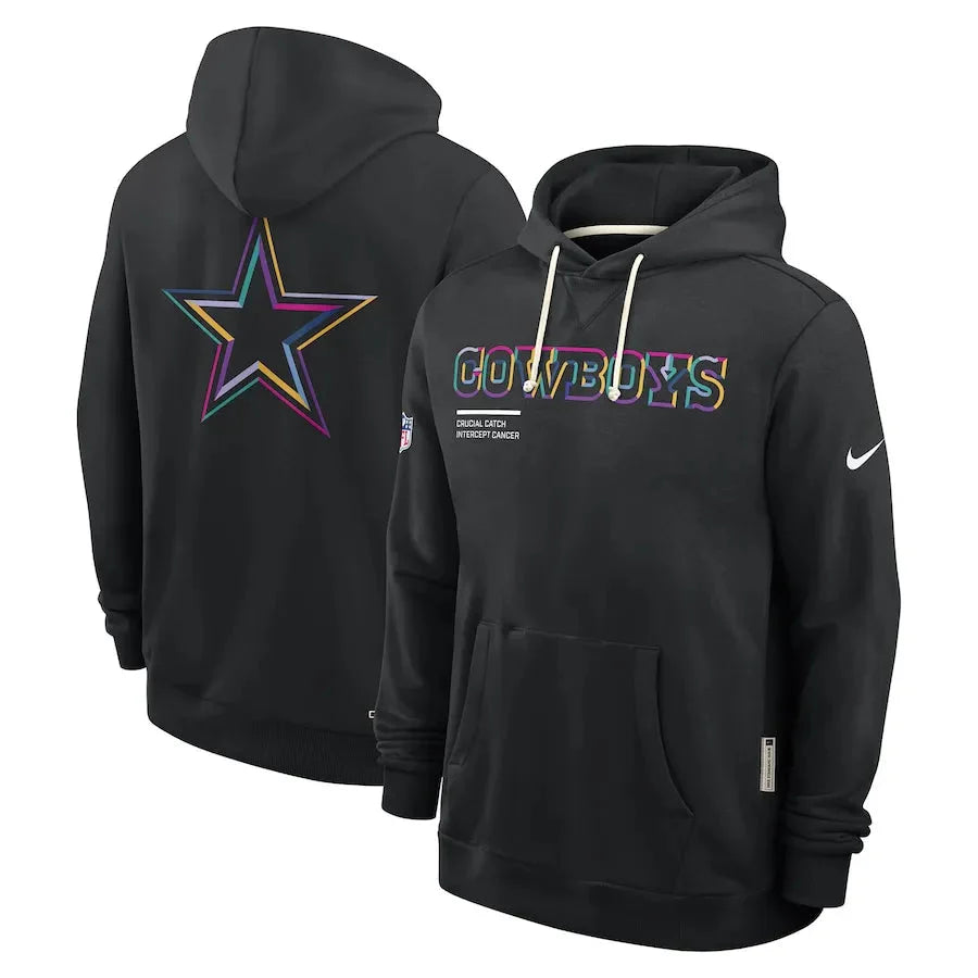 Dallas Cowboys Nike Black 2025 NFL Crucial Catch Sideline Standard Issue Dri-FIT Hoodie USA Jackets