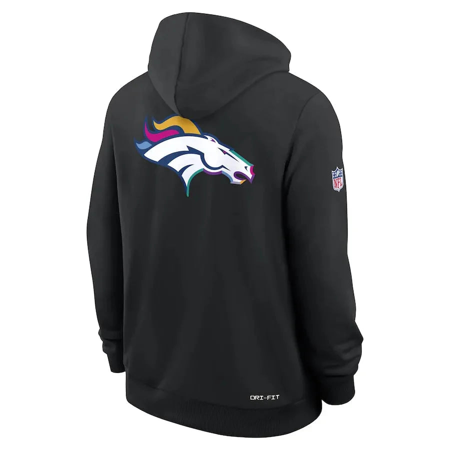 Denver Broncos Nike Black 2025 NFL Crucial Catch Sideline Standard Issue Dri-FIT Hoodie USA Jackets