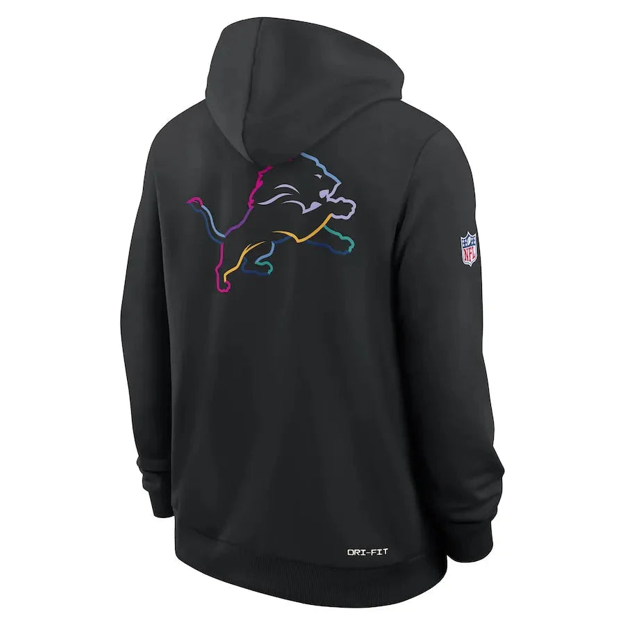 Detroit Lions Nike Black 2025 NFL Crucial Catch Sideline Standard Issue Dri-FIT Hoodie USA Jackets