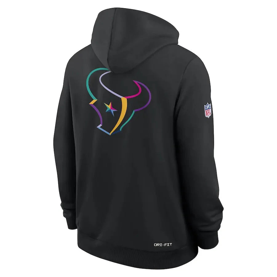 Houston Texans Nike Black 2025 NFL Crucial Catch Sideline Standard Issue Dri-FIT Hoodie USA Jackets