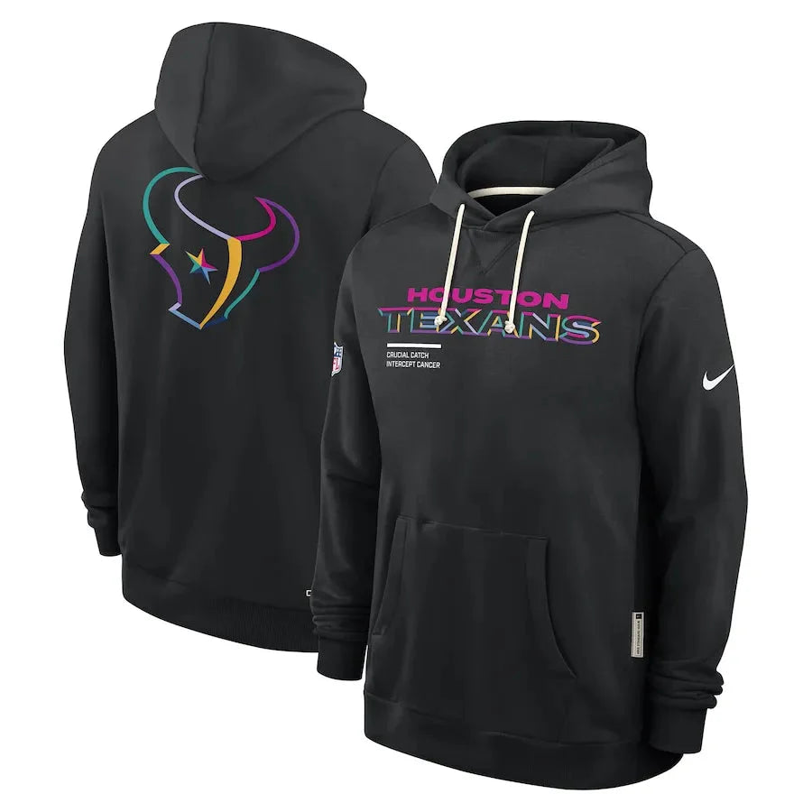 Houston Texans Nike Black 2025 NFL Crucial Catch Sideline Standard Issue Dri-FIT Hoodie USA Jackets