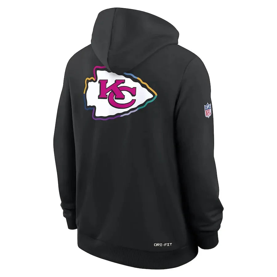 Kansas City Chiefs Nike Black 2025 NFL Crucial Catch Sideline Standard Issue Dri-FIT Hoodie USA Jackets