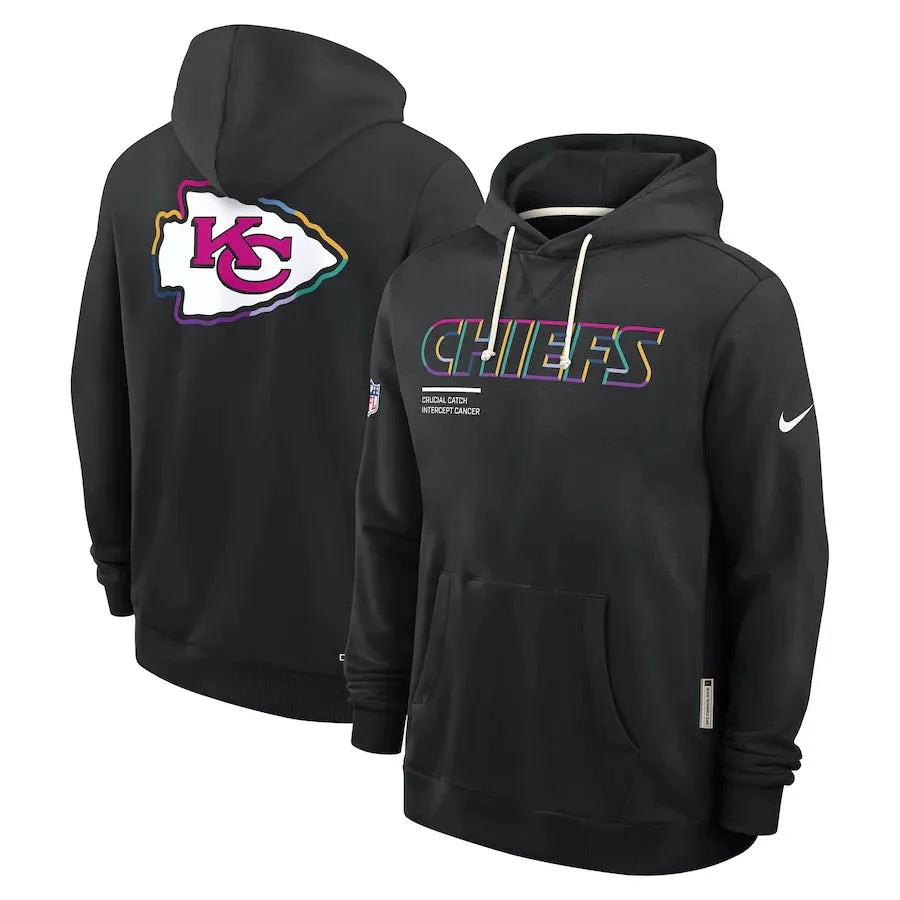 Kansas City Chiefs Nike Black 2025 NFL Crucial Catch Sideline Standard Issue Dri-FIT Hoodie USA Jackets