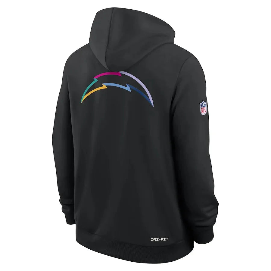 Los Angeles Chargers Nike Black 2025 NFL Crucial Catch Sideline Standard Issue Dri-FIT Hoodie USA Jackets